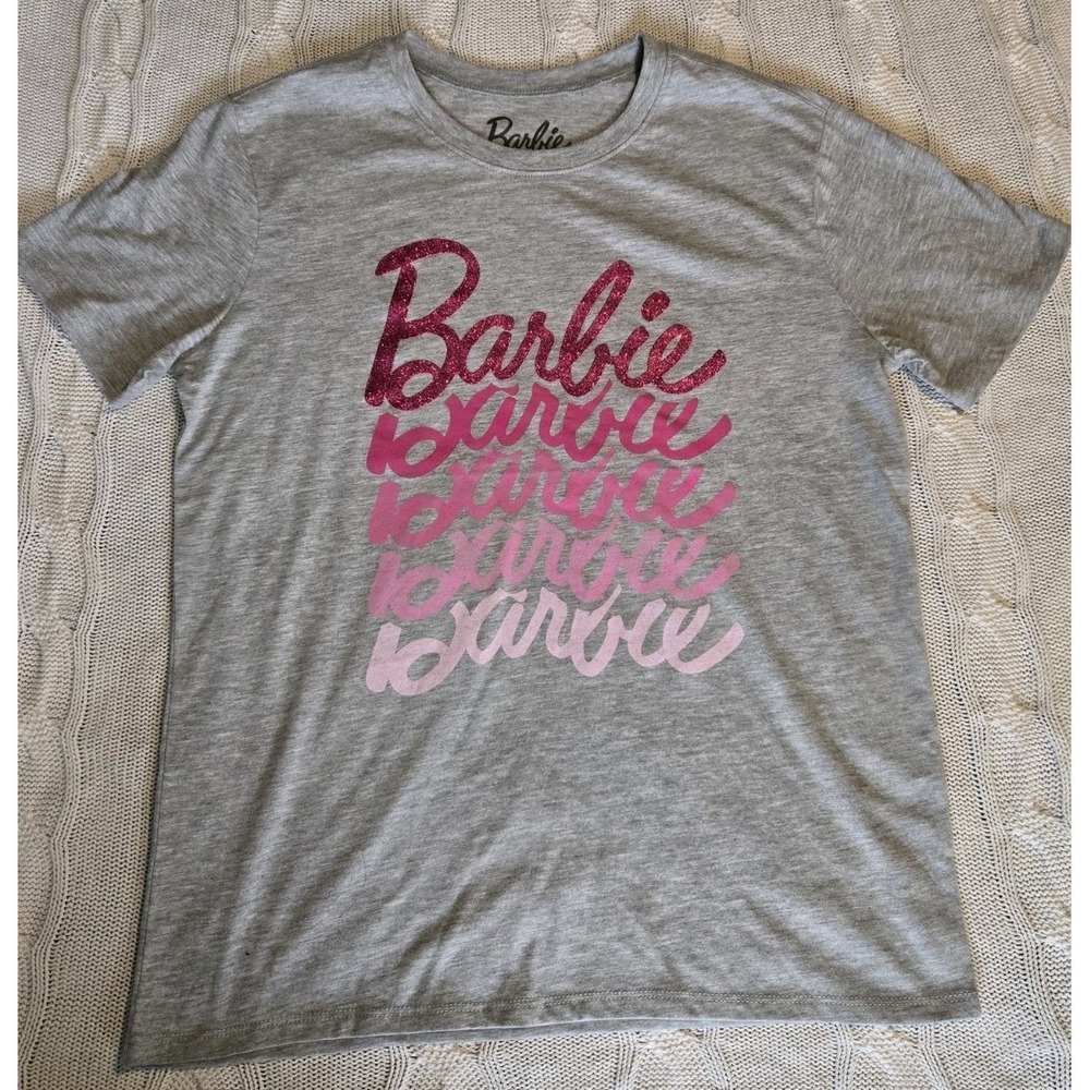 NWOT BARBIE T Shirt Womens Size S 2024 Mattel Hybrid Apparel Cotton Blend Gray